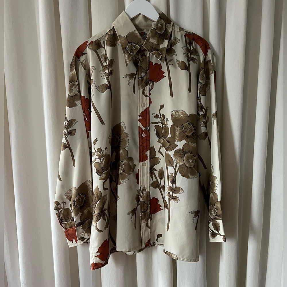 VINTAGE FRUIT OF THE LOOM Golden Harvest Button Down Shirt 17.5